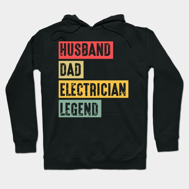 Vinatge Husband Dad Electrician Legend Retro Hoodie by LawrenceBradyArt